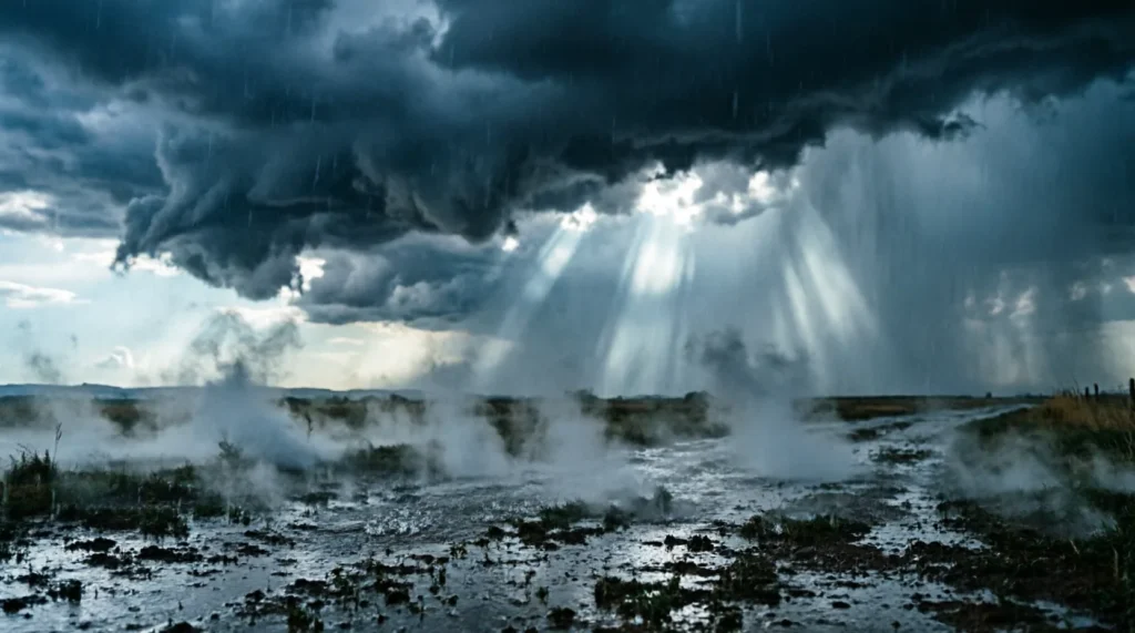 similes for heavy rain