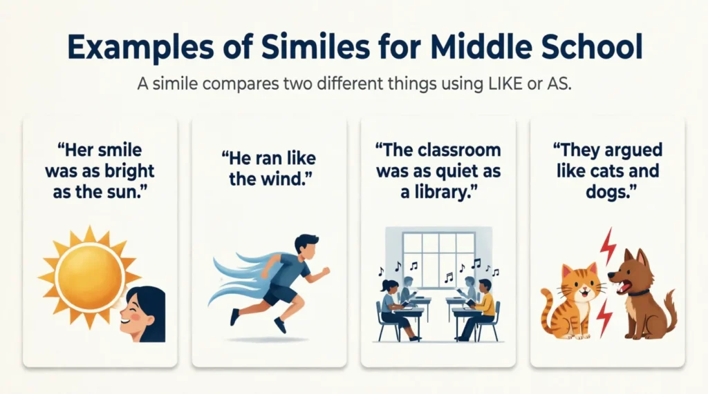 examples of similes for middle school