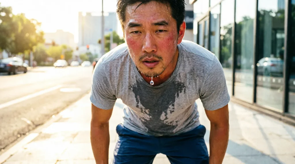 similes for sweating